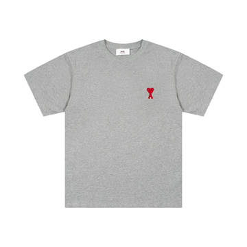 T-shirt Ami Paris Gris Cœur Rouge
