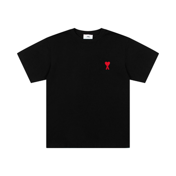 T-shirt Ami Paris Noir Cœur Rouge Little