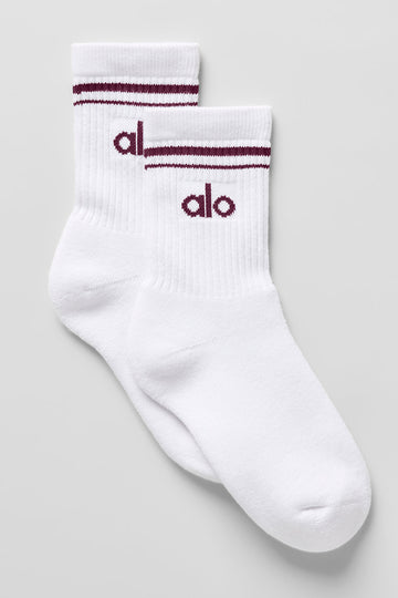 Chaussettes Alo Throwback - White/Burgundy