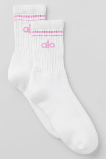 Chaussettes Alo Throwback - White/Candy Heart Pink