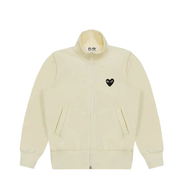 Comme des Garcons Play Big Black Heart Zip Up Sweatshirt Ivory