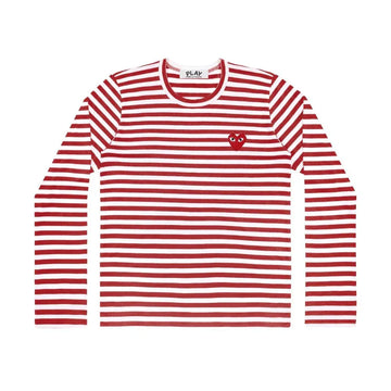 Comme des Garçons Play Striped Longsleeve Red Heart Emblem Red