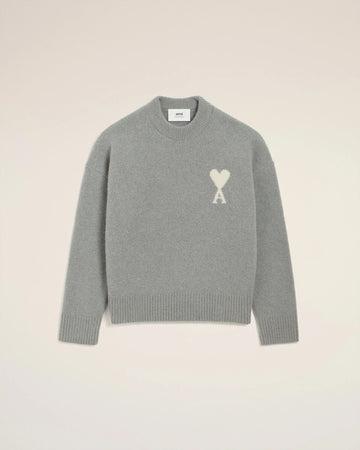 Pull Ami Paris Gris Clair Blanc
