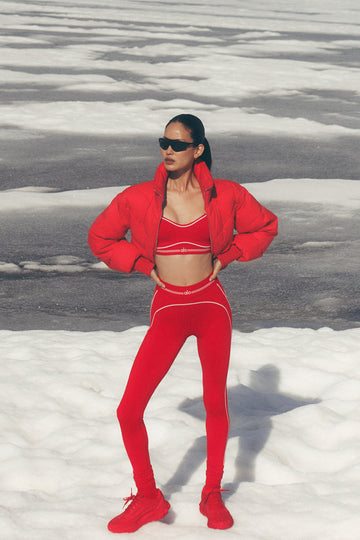 Ensemble Alo Airbrush Taille Haute - Bright Red/White