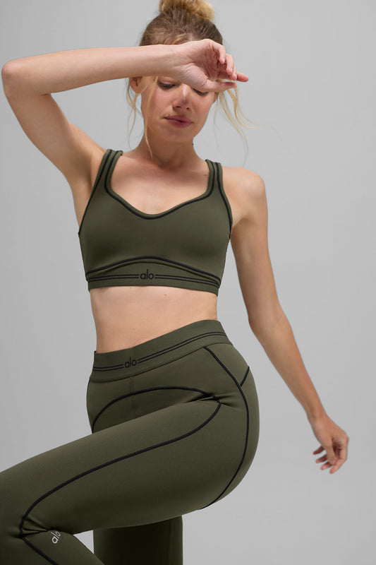 Ensemble Alo Airbrush Taille Haute - Green Olive/Black