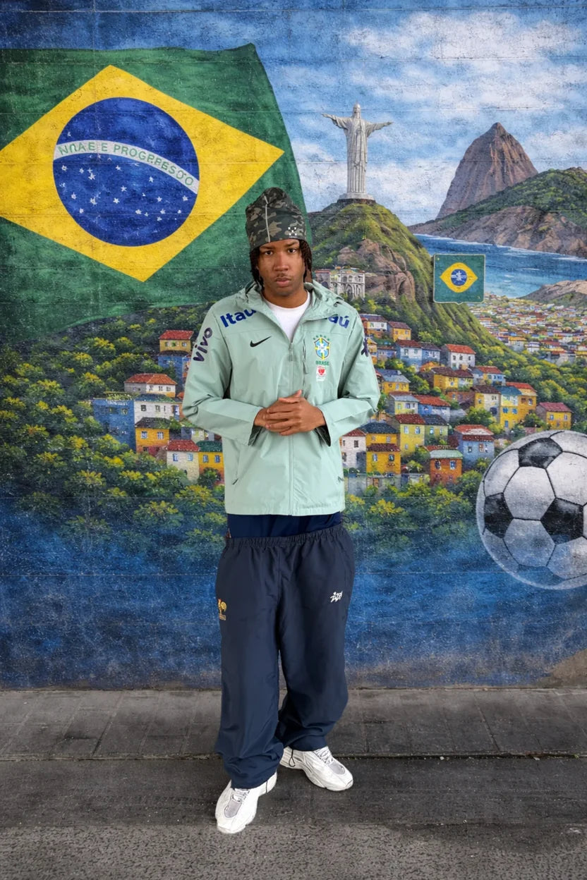 Veste Imperméable Brésil Verte portée